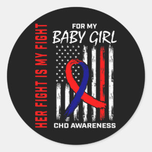 Heart Chd Awareness Ba  Classic Round Sticker