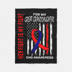 Heart Chd Awareness Great Granddaughter Usa Flag  Fleece Blanket