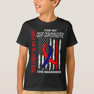 Heart Chd Awareness Great Granddaughter Usa Flag T-Shirt