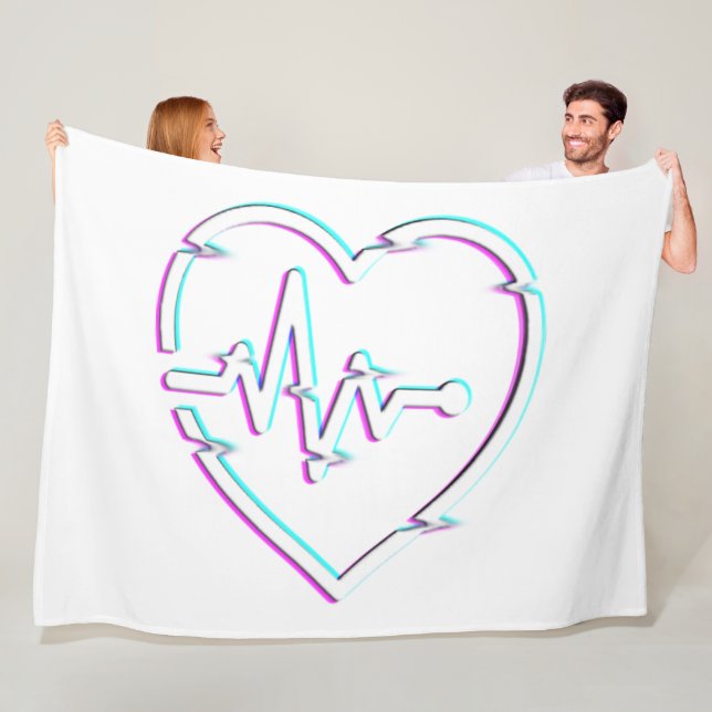 Heart Check Fleece Blanket, All Sizes Blanket (In Situ)