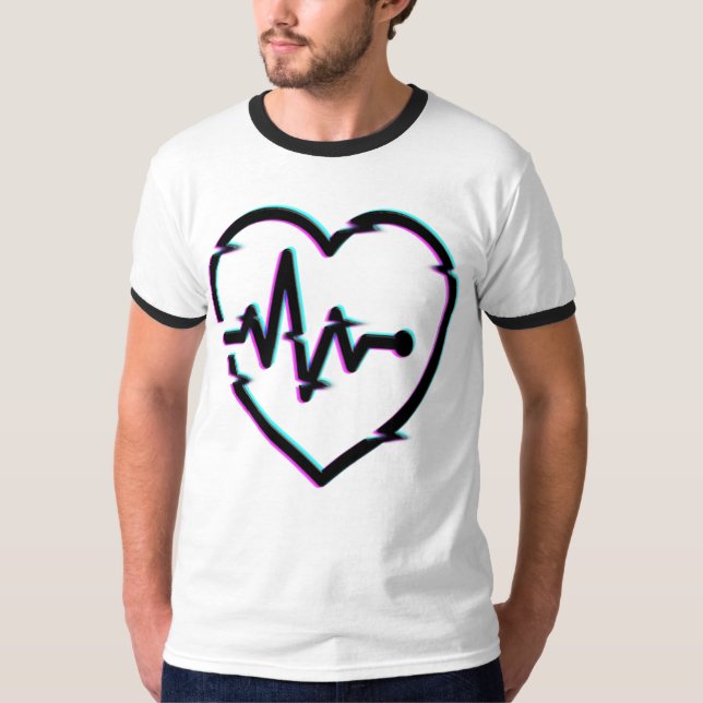Heart Check Men's Basic Ringer T-Shirt (Front)