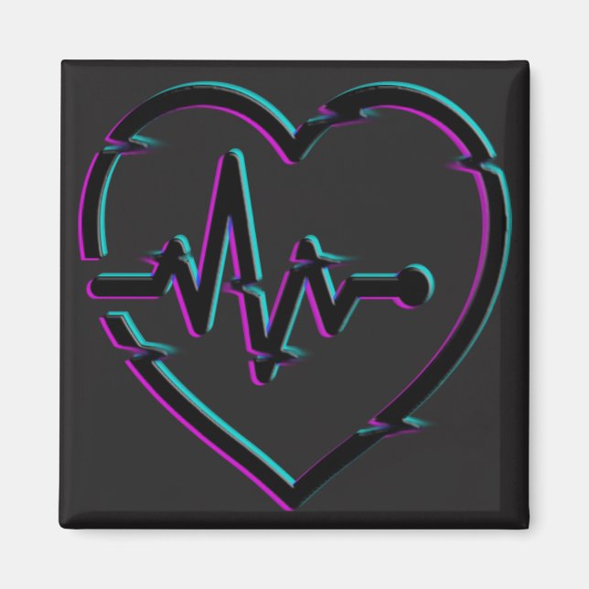 Heart Check Square Magnet (Front)