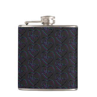 Heart Check Vinyl Wrapped Flask