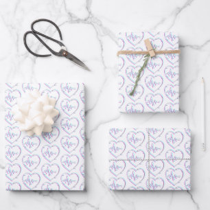 Heart Check Wrapping Paper Flat Sheet Set of 3