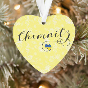 Heart Chemnitz, I Love Chemnitz, Germany Ceramic O Ornament