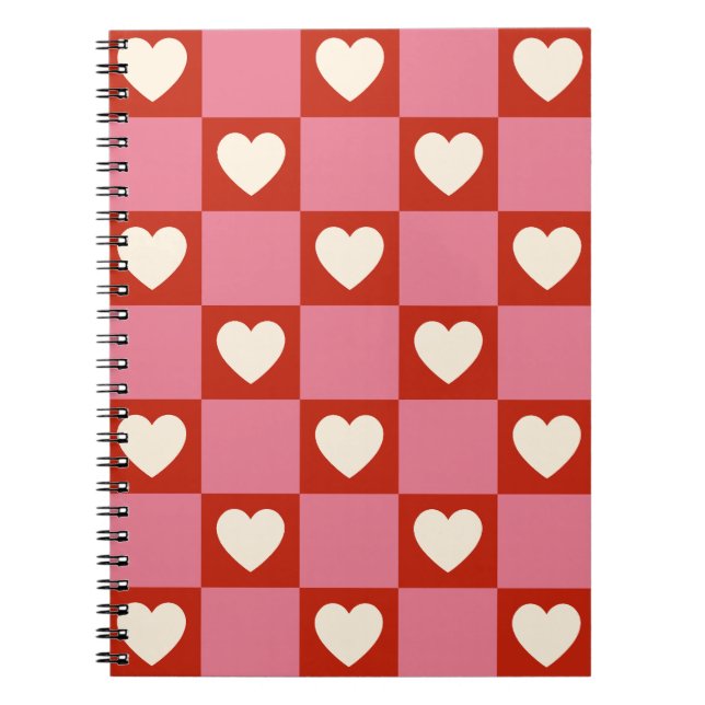 Heart Chequered Pattern Notebook (Front)
