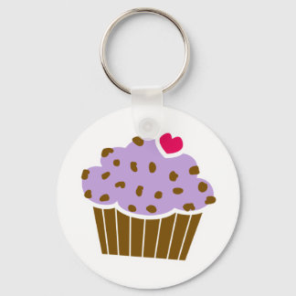 Heart Choco Chip Blueberry Cupcake Key Ring