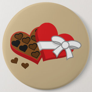 Heart Chocolate Gift Box - Valentine's Day 6 Cm Round Badge