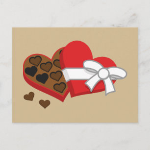Heart Chocolate Gift Box - Valentine's Day Holiday Postcard