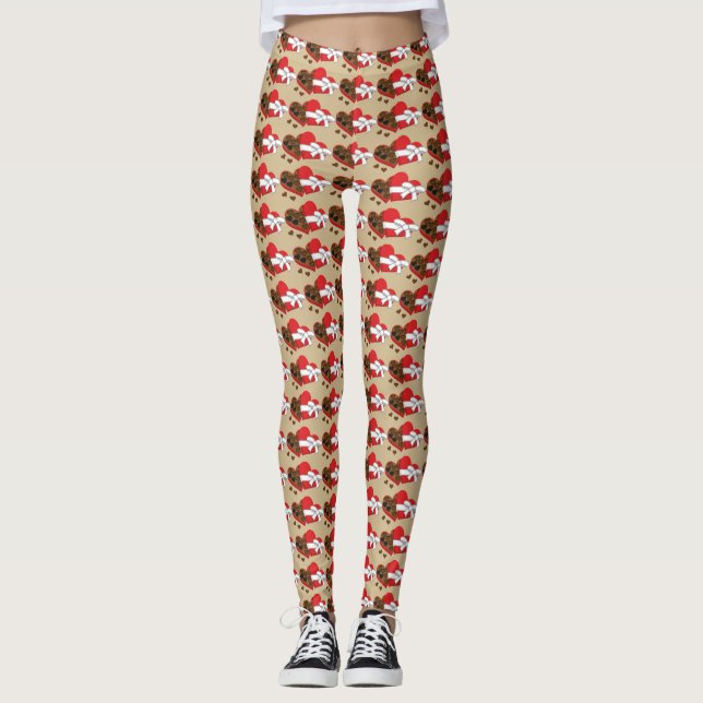 Heart Chocolate Gift Box - Valentine's Day Leggings (Front)