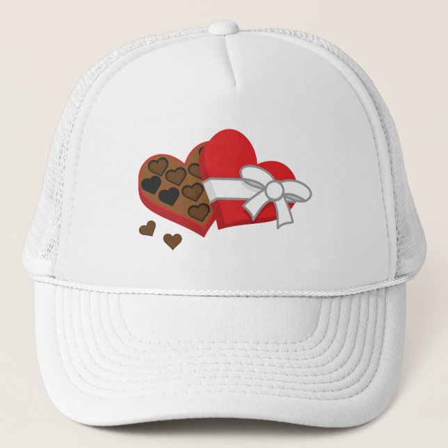 Heart Chocolate Gift Box - Valentine's Day Trucker Hat (Front)