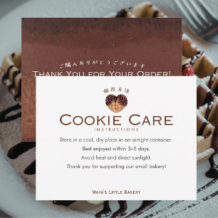 Heart Chocolate Waffle Cookie Care Instructions Thank You Card