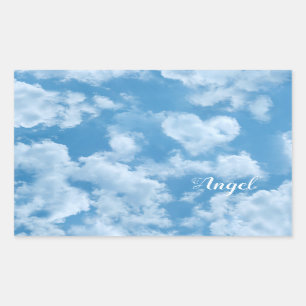 Heart Cloud Sky Cute Modern Blue Custom Wedding Rectangular Sticker