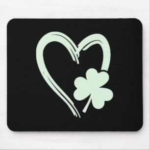 Heart Clover St. Patrick Shamrock Men Women St Pat Mouse Pad