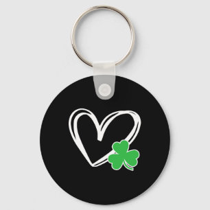 Heart Clover St Patricks Day Men Women St. Patrick Key Ring