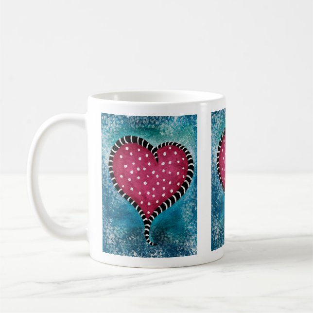 Heart Coffee Mug Pink Blue Black Cute  (Left)