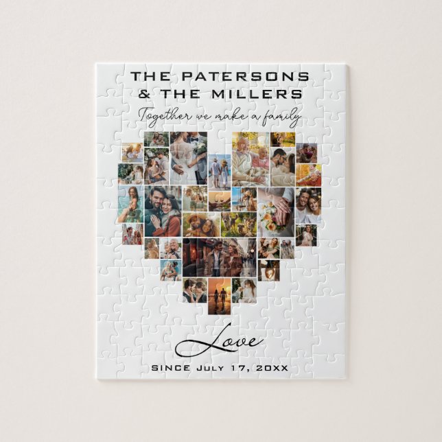 Heart Collage Photos Family Anniversary Gathering Jigsaw Puzzle (Vertical)