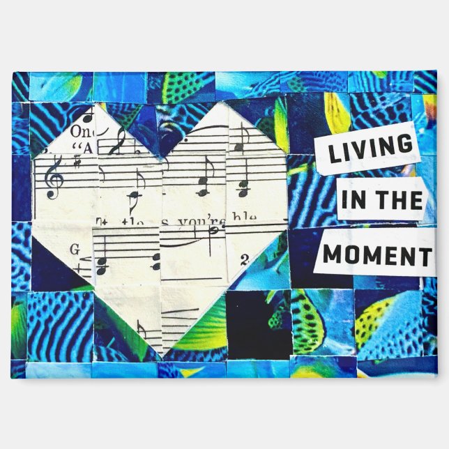 Heart Collage Wall Art Music Abstract Decor Magnet (Front)