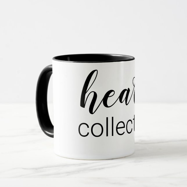 Heart Collector, Black and White Mug (Front Left)