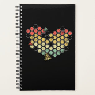 Heart Coloful Honeycomb With Cute Bees Planner