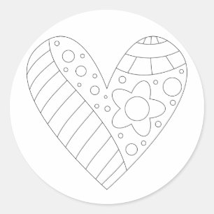 Heart Colouring Design Classic Round Sticker