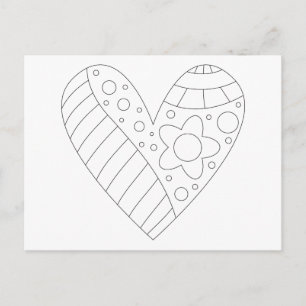 Heart Colouring Design Postcard
