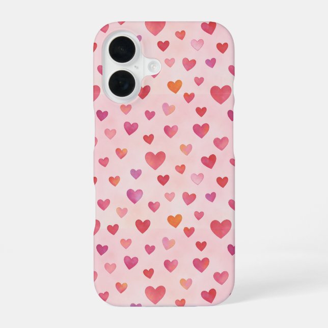 Heart Confetti Pattern iPhone 16 Case (Back)
