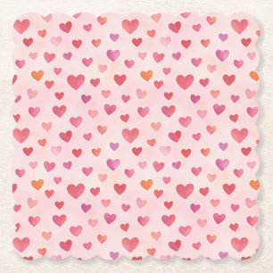 Heart Confetti Pattern Paper Coaster