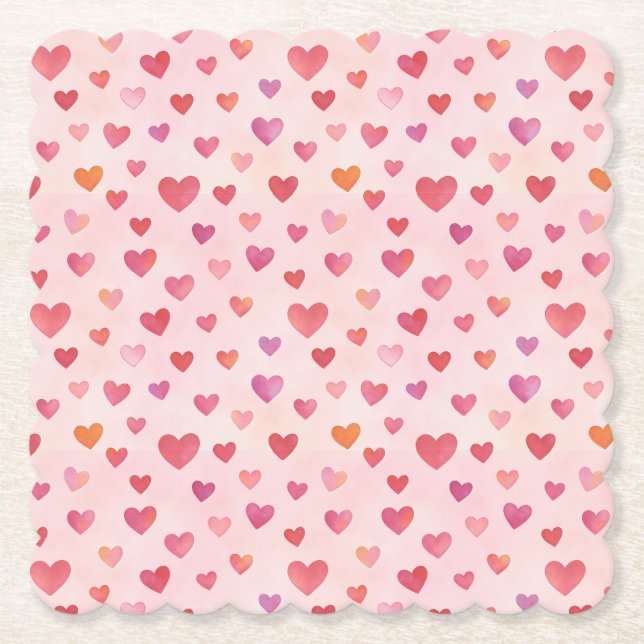 Heart Confetti Pattern Paper Coaster (Front)