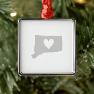 Heart Connecticut state silhouette Metal Tree Decoration