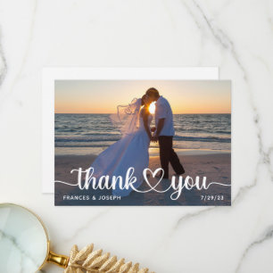 Heart Connection Wedding Photo Thank You Card