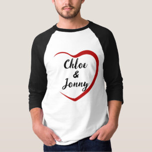 Heart containing Two Names Personalise T-Shirt