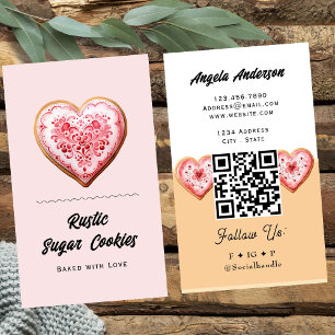 Heart Cookie Trendy QR Code and Website Business Card