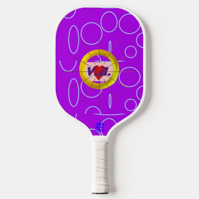 Heart Cool Purple Pickleball Paddle (Front)