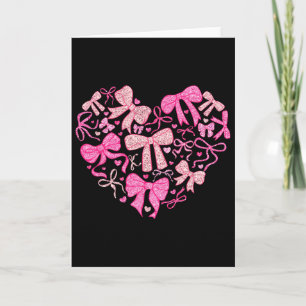 Heart Coquette Bow Valentine Women Girl  Card