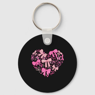 Heart Coquette Bow Valentine Women Girl Key Ring