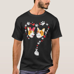 Heart Corgi Couple Cute Valentines Day T-Shirt