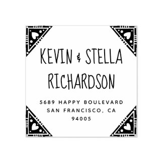 Heart Corners Wedding Return Address Rubber Stamp