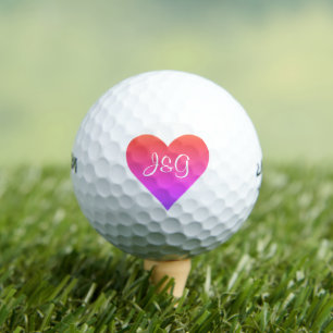Heart Couple Name Wedding Valentines Red Pink Golf Balls