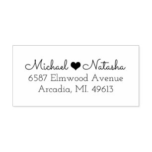 Heart Couple Return Address Rubber Stamp