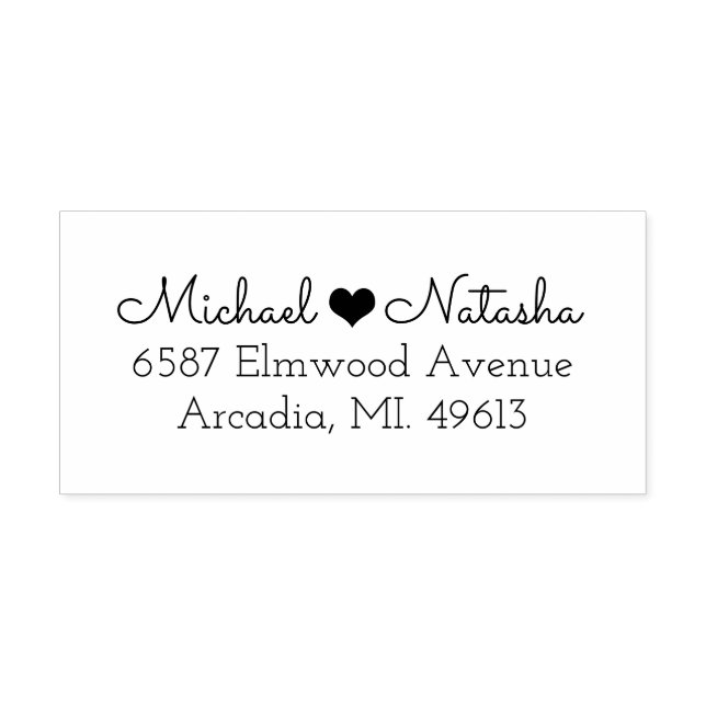 Heart Couple Return Address Rubber Stamp (Imprint)