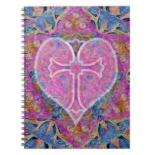 Heart, Cross, Pattern by Amelia Carrie Spiral Notebook