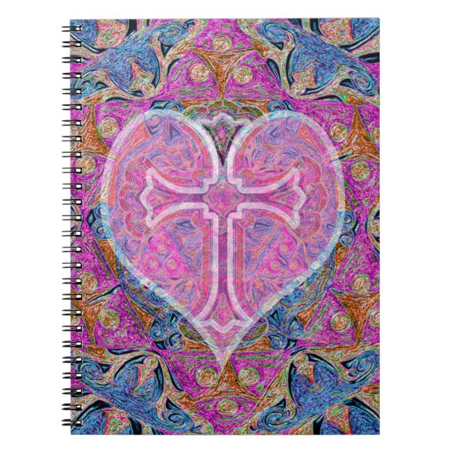 Heart, Cross, Pattern by Amelia Carrie Spiral Notebook (Front)