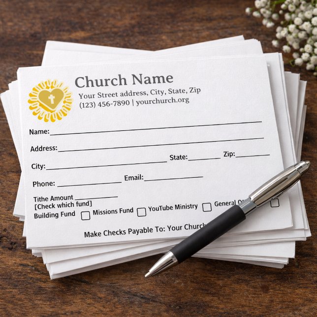 Heart Cross Sun Church Tithe Offering Collection Envelope (Creator Uploaded)