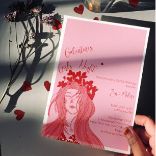 Heart Crown Girl – Galentine’s Day Girls Night  Invitation