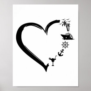 Heart Cruise Vacation Ship Boat Couples Lover Vale Poster