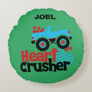 HEART CRUSHER TRUCK PERSONALIZED THROW PILLOW! ROU ROUND CUSHION