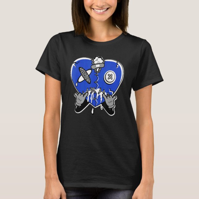 Heart Crying  True Blue 1s Matching T-Shirt (Front)