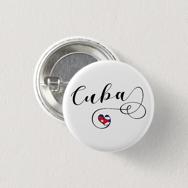 Heart Cuba, Cuban Flag Heart 3 Cm Round Badge (Front & Back)