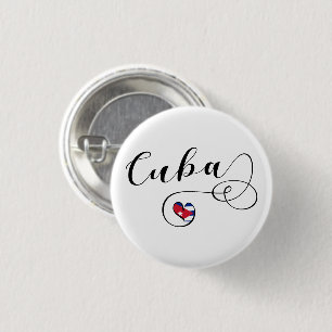 Heart Cuba, Cuban Flag Heart 3 Cm Round Badge